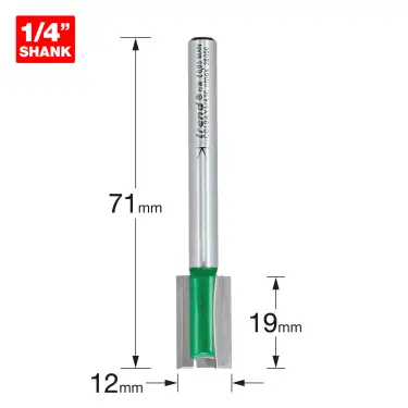 Click Here To Enlarge This Photo Of Trend C019AX1&sol;4TC Two Flute 12mm dia x 19mm &lpar;1&sol;4" Shank&rpar; Router Cutter