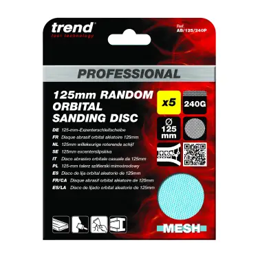 Click Here To Enlarge This Photo Of Trend AB&sol;125&sol;240P 125mm 240G Pro Mesh Random Orbital Sanding Disc &lpar;5 Pack&rpar;