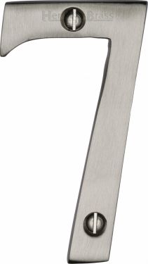 Click Here To Enlarge This Photo Of C1560 7-SN Heritage Brass Numeral 7 Face Fix 76mm (3") Satin Nickel Finish