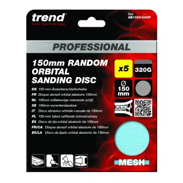 Click Here To Enlarge This Photo Of Trend AB&sol;150&sol;320P 150mm 320G Pro Mesh Random Orbital Sanding Disc &lpar;5 Pack&rpar;