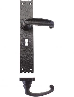 Click Here To Enlarge This Photo Of FF511 - Zoo Hardware Foxcote Foundries Traditional Lock Levers on Long Backplate (265 x 48mm) Black Antique