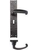 FF511 - Zoo Hardware Foxcote Foundries Traditional Lock Levers on Long Backplate (265 x 48mm) Black Antique