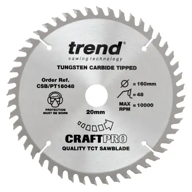 Click Here To Enlarge This Photo Of Trend CSB&sol;PT16048 Laminate&sol;HPL Circular Saw Blade 160mm x 20mm x 48T