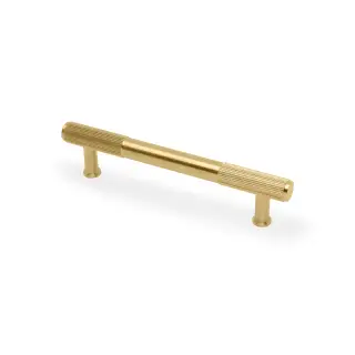 AW854R-128-SBPVD - Alexander & Wilks Washington Reeded End Cabinet Pull 128mm c&sol;c - Satin Brass PVD