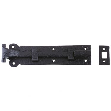 Click Here To Enlarge This Photo Of FF56 - Zoo Hardware Foxcote Foundries Cranked Plain Door Bolt (200mm x 48mm) Black Antique