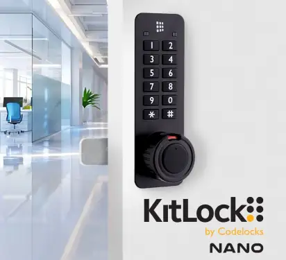 Click Here To Enlarge This Photo Of Codelocks KL90 KitLockNano Electronic Digital Combination Lock with Key Override - Black &lpar;Vertical&rpar;
