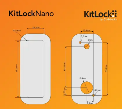 Click Here To Enlarge This Photo Of Codelocks KL90 KitLockNano Electronic Digital Combination Lock with Key Override - Black &lpar;Vertical&rpar;