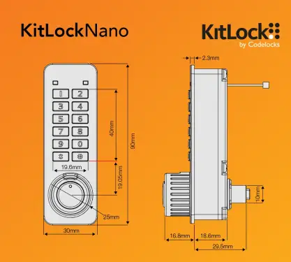 Click Here To Enlarge This Photo Of Codelocks KL90 RH KitLockNano Electronic Digital Combination Lock with Key Override - Black &lpar;Right Hand&rpar;