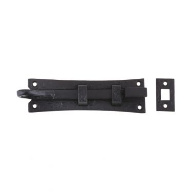 Click Here To Enlarge This Photo Of FF57 - Zoo Hardware Foxcote Foundries Cranked Curly Tail Door Bolt (150mm x 42mm) Black Antique