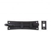 FF57 - Zoo Hardware Foxcote Foundries Cranked Curly Tail Door Bolt (150mm x 42mm) Black Antique
