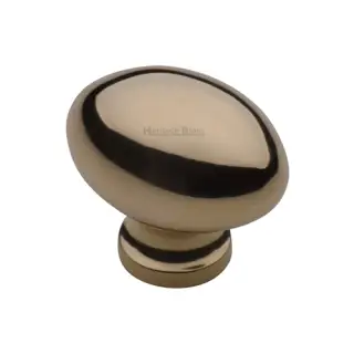 C114 32-ULB Heritage Brass Cabinet Knob Victorian Oval Design 32mm Unlacquered Brass finish