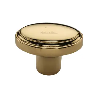 C3975-ULB Heritage Brass Cabinet Knob Stepped Oval Design 41mm Unlacquered Brass finish