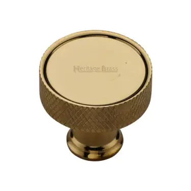 Click Here To Enlarge This Photo Of C4648 32-ULB Heritage Brass Cabinet Knob Florence Knurled Design 32mm Unlacquered Brass finish