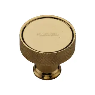 C4648 32-ULB Heritage Brass Cabinet Knob Florence Knurled Design 32mm Unlacquered Brass finish