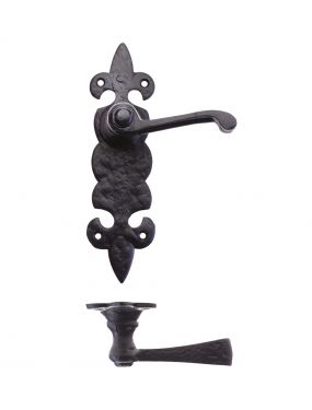 Click Here To Enlarge This Photo Of FF612 - Zoo Hardware Foxcote Foundries Lever on Fleur de Lys Latch Backplate (200 x 50mm) Black Antique