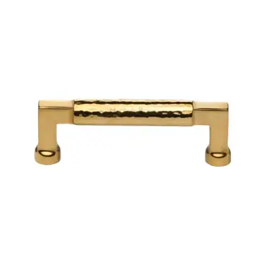 Click Here To Enlarge This Photo Of HAM0312 101-ULB Heritage Brass Cabinet Pull Bauhaus Hammered Design 101mm Unlacquered Brass finish