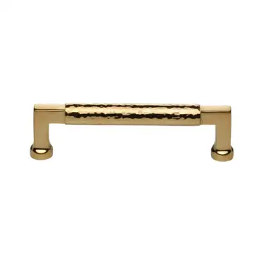 Click Here To Enlarge This Photo Of HAM0312 128-ULB Heritage Brass Cabinet Pull Bauhaus Hammered Design 128mm CTC Unlacquered Brass Finish
