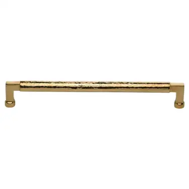 Click Here To Enlarge This Photo Of HAM0312 254-ULB Heritage Brass Cabinet Pull Bauhaus Hammered Design 254mm CTC Unlacquered Brass Finish
