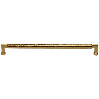 HAM0312 320-ULB Heritage Brass Cabinet Pull Bauhaus Hammered Design 320mm CTC Unlacquered Brass Finish
