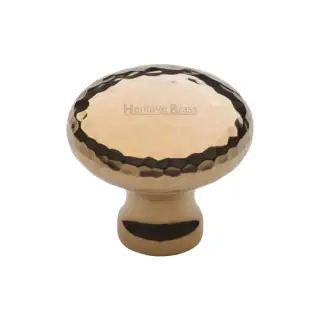 HAM113 32-ULB Heritage Brass Cabinet Knob Victorian Round Hammered Design 32mm Unlacquered Brass finish