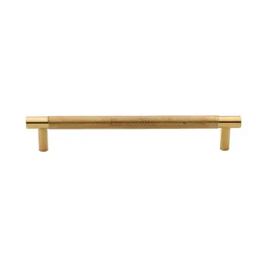 Click Here To Enlarge This Photo Of V4461 160-ULB Heritage Brass Cabinet Pull Partial Knurled Design 160mm CTC Unlacquered Brass finish
