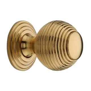 V973 32-ULB Heritage Brass Cabinet Knob Reeded Design 32mm Unlacquered Brass finish