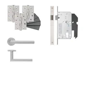 Click Here To Enlarge This Photo Of Eclipse 24415 Mitred Lever Latch DIN Door Pack - Satin Stainless Steel