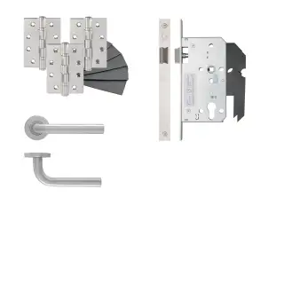 Eclipse 24425 Straight Lever Latch DIN Door Pack - Satin Stainless Steel