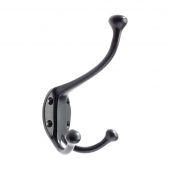 FF73PCB - Zoo Hardware Foxcote Foundries Double Hat and Coat Hook - Black Antique