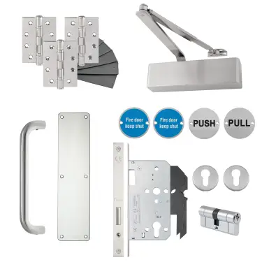 Click Here To Enlarge This Photo Of Eclipse 24481 Commercial Corridor Locking Heavy Duty DIN Door Pack - Satin Stainless Steel