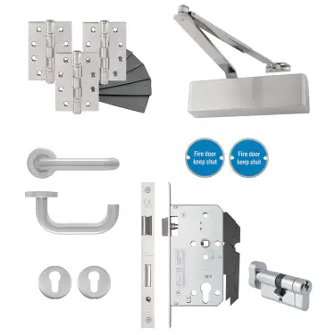Click Here To Enlarge This Photo Of Eclipse 24483 Commercial Office Locking Heavy Duty DIN Door Pack - Satin Stainless Steel