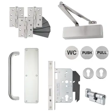 Click Here To Enlarge This Photo Of Eclipse 24487 Commercial W&period;C&period; Entrance Heavy Duty DIN Door Pack - Satin Stainless Steel