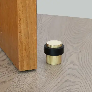 Click Here To Enlarge This Photo Of Eclipse 63774 30mm Linear Knurled Floor Door Stop - Satin Brass