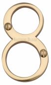 C1560 8-PB Heritage Brass Numeral 8 Face Fix 76mm (3") Polished Brass Finish