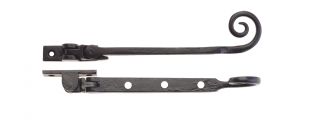 FF90A - Zoo Hardware Foxcote Foundries Curly Tail Casement Stay - 8" Black Antique