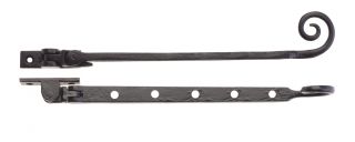 FF90C - Zoo Hardware Foxcote Foundries Curly Tail Casement Stay - 12" Black Antique