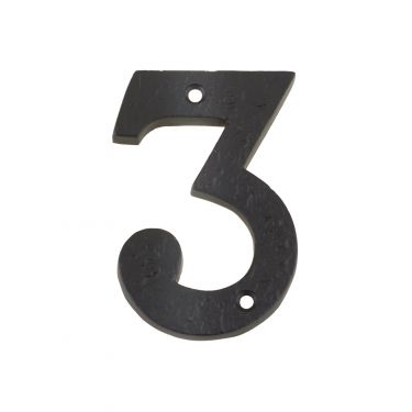 Click Here To Enlarge This Photo Of FFN03 - Zoo Hardware Foxcote Foundries 102mm Numeral - No. 3 - Black Antique