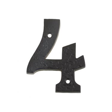 Click Here To Enlarge This Photo Of FFN04 - Zoo Hardware Foxcote Foundries 102mm Numeral - No. 4 - Black Antique