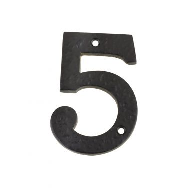 Click Here To Enlarge This Photo Of FFN05 - Zoo Hardware Foxcote Foundries 102mm Numeral - No. 5 - Black Antique