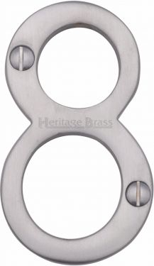 Click Here To Enlarge This Photo Of C1560 8-SC Heritage Brass Numeral 8 Face Fix 76mm (3") Satin Chrome Finish