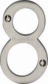 C1560 8-SN Heritage Brass Numeral 8 Face Fix 76mm (3") Satin Nickel Finish