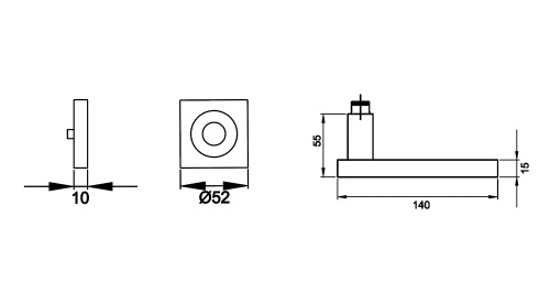 Click Here To Enlarge This Photo Of ER52Q 0S 71 - Karcher Design Milano Square 3-Piece Rose Lever Set - Satin Stainless Steel &lpar;Sprung&rpar;