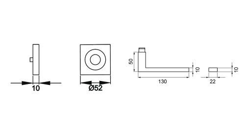 Click Here To Enlarge This Photo Of ER61Q 0S 71 - Karcher Design Venedig Square 3-Piece Rose Lever Set - Satin Stainless Steel &lpar;Sprung&rpar;