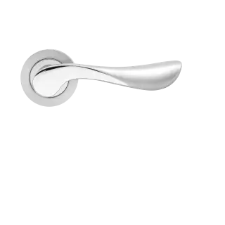 ER79 0S 73 - Karcher Design Stockholm Round 3-Piece Rose Lever Set - Satin &sol; Polished Stainless Steel &lpar;Sprung&rpar;