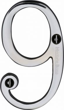 Click Here To Enlarge This Photo Of C1560 9-PC Heritage Brass Numeral 9 Face Fix 76mm (3") Polished Chrome Finish