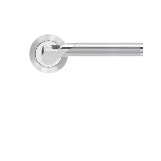 R38 0S 65 - Karcher Design Starlight Round 3-Piece Rose Lever Set - Polished Chrome &sol; Satin Stainless Steel &lpar;Sprung&rpar;