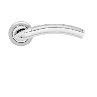 R40 0S 65 - Karcher Design Phoenix Round 3-Piece Rose Lever Set - Chrome &sol; Satin Stainless Steel &lpar;Sprung&rpar;