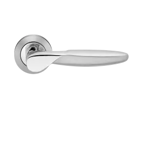 R42 0S 56 - Karcher Design Orlando Round 3-Piece Rose Lever Set - Chrome &sol; Satin Chrome &lpar;Sprung&rpar;