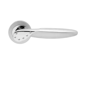 R42W 0S 56 - Karcher Design Orlando Round 3-Piece Rose Lever Set - Chrome &sol; Satin Chrome &lpar;Sprung&rpar;