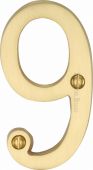C1560 9-SB Heritage Brass Numeral 9 Face Fix 76mm (3") Satin Brass Finish